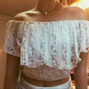 Off the should crop top